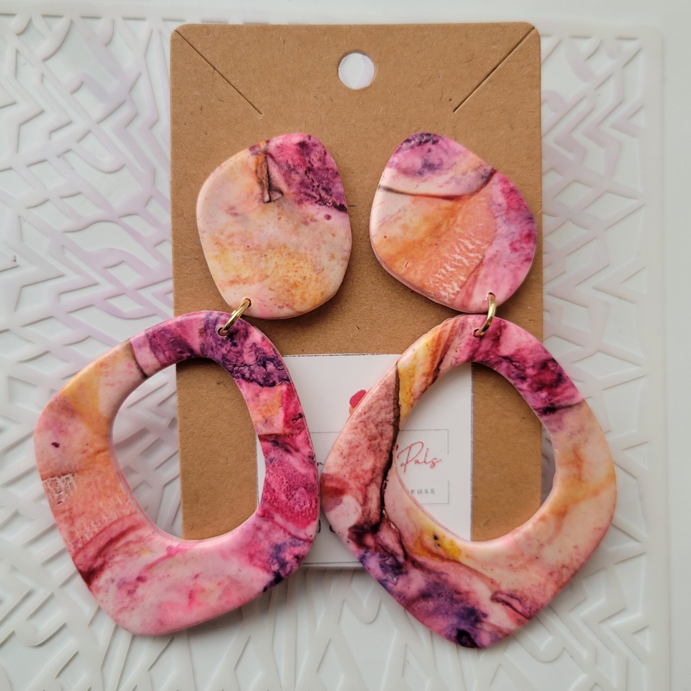 Pink and Purple Marble Earrings